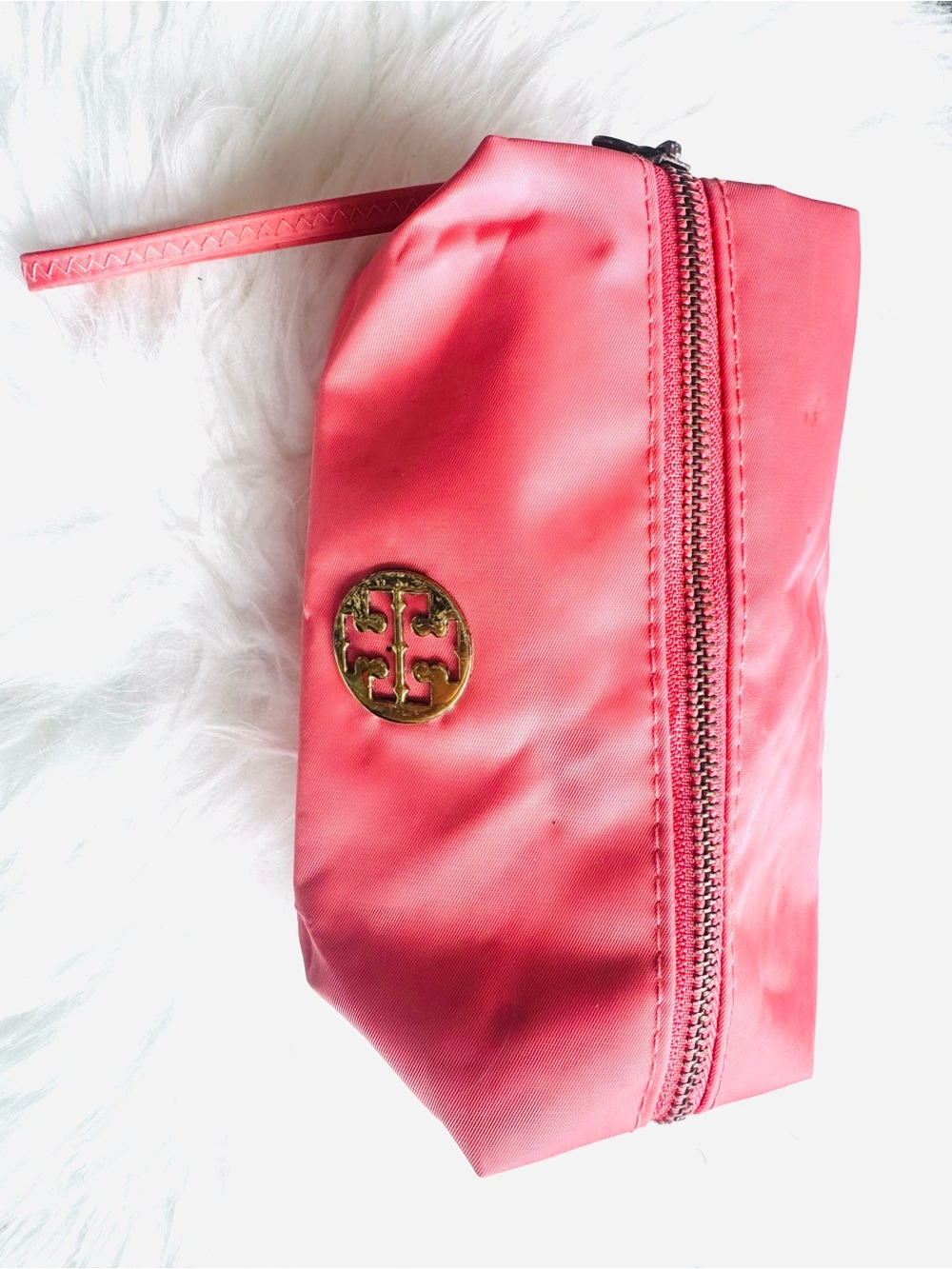 Tory Burch Coral Pink Cosmetic Pouch